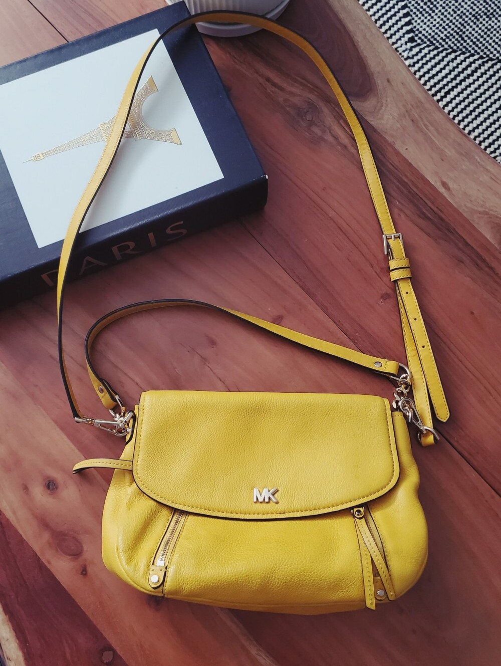 Michael Kors "19 Sunflower Yellow Evie Shoulder Crossbody Hobo Bag
